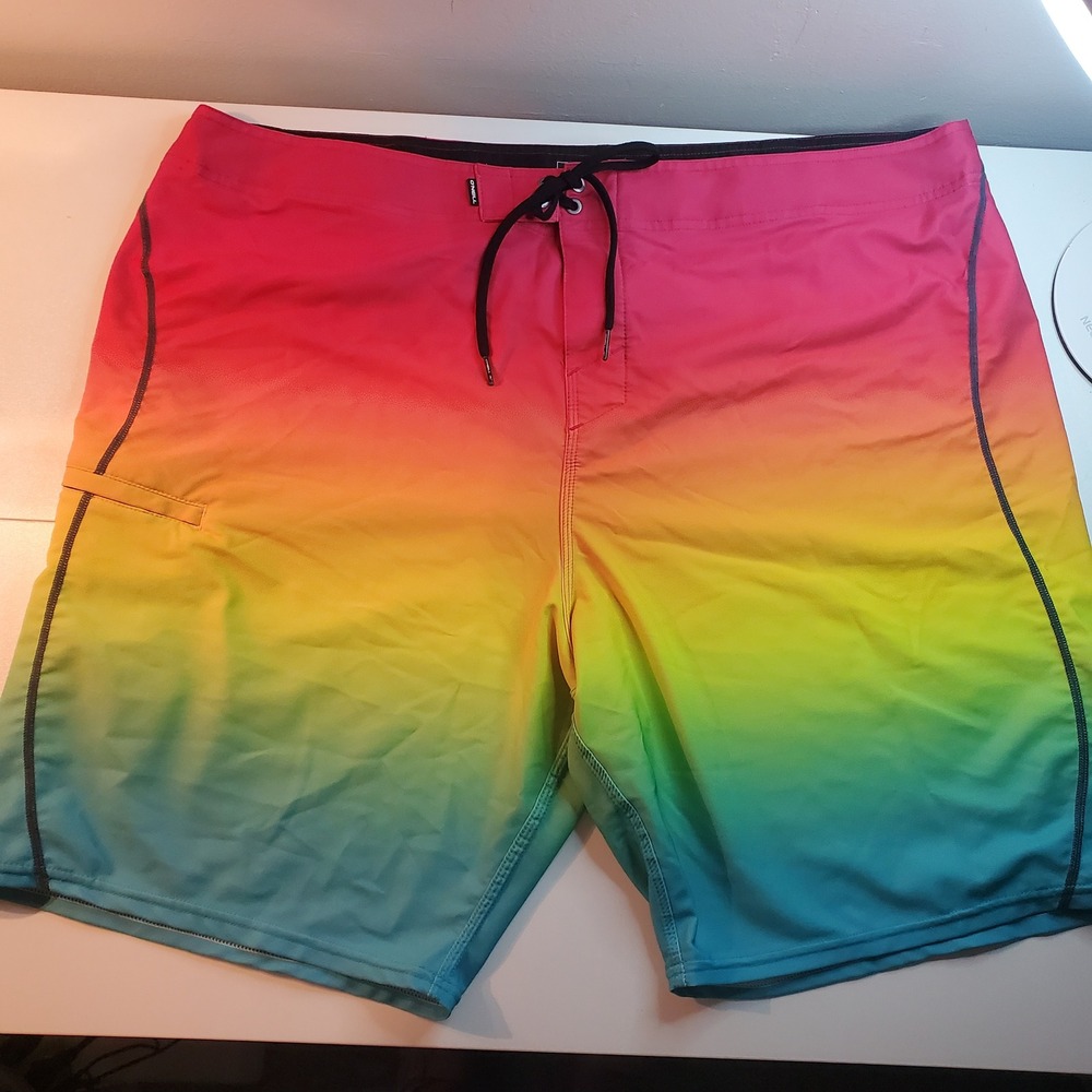 ONeill Hyperfreak Men Board Shorts 44 Ombre Gradient Swim Trunks No Liner